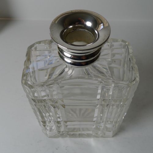 STRIKING ENGLISH CUT CRYSTAL AND STERLING SILVER ART DECO DECANTER 1935 - ADDITIONAL PHOTO 5