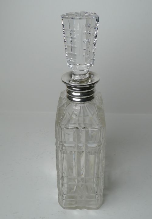 STRIKING ENGLISH CUT CRYSTAL AND STERLING SILVER ART DECO DECANTER 1935 - ADDITIONAL PHOTO 10