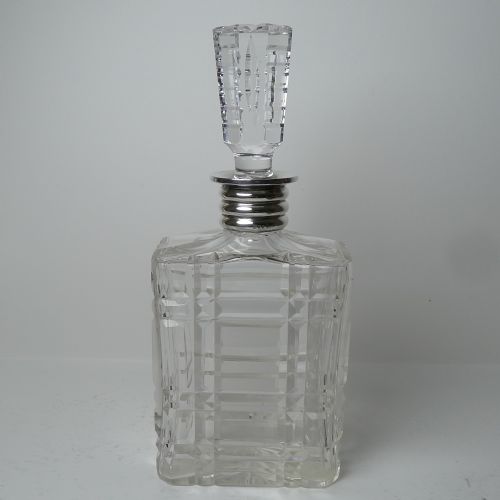 STRIKING ENGLISH CUT CRYSTAL AND STERLING SILVER ART DECO DECANTER 1935 - ADDITIONAL PHOTO 12