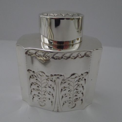 ANTIQUE ENGLISH SILVER TEA CADDY SHEFFIELD 1893 ATKIN BROTHERS - ADDITIONAL PHOTO 1