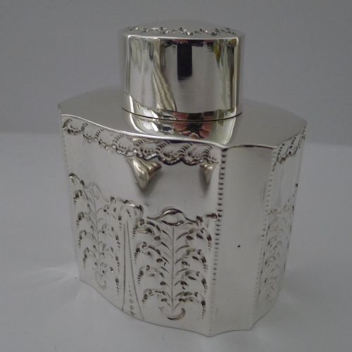 ANTIQUE ENGLISH SILVER TEA CADDY SHEFFIELD 1893 ATKIN BROTHERS - ADDITIONAL PHOTO 2