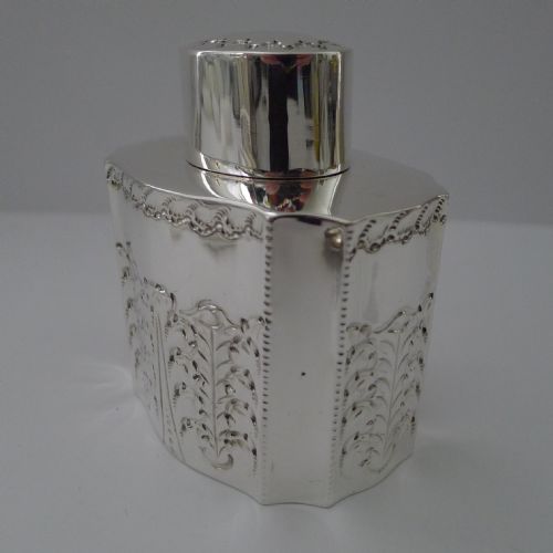 ANTIQUE ENGLISH SILVER TEA CADDY SHEFFIELD 1893 ATKIN BROTHERS - ADDITIONAL PHOTO 3