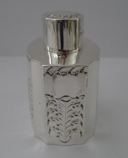 ANTIQUE ENGLISH SILVER TEA CADDY SHEFFIELD 1893 ATKIN BROTHERS - ADDITIONAL PHOTO 4