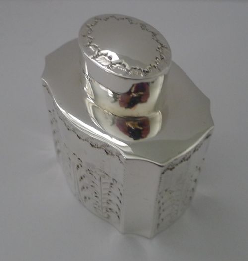 ANTIQUE ENGLISH SILVER TEA CADDY SHEFFIELD 1893 ATKIN BROTHERS - ADDITIONAL PHOTO 6