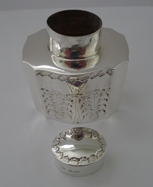 ANTIQUE ENGLISH SILVER TEA CADDY SHEFFIELD 1893 ATKIN BROTHERS - ADDITIONAL PHOTO 7