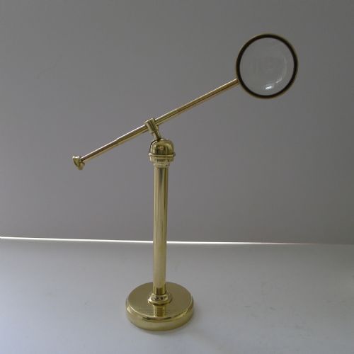 fig 1. English Brass Pivoting Magnifying Glass on Stand c.1915 - Signed