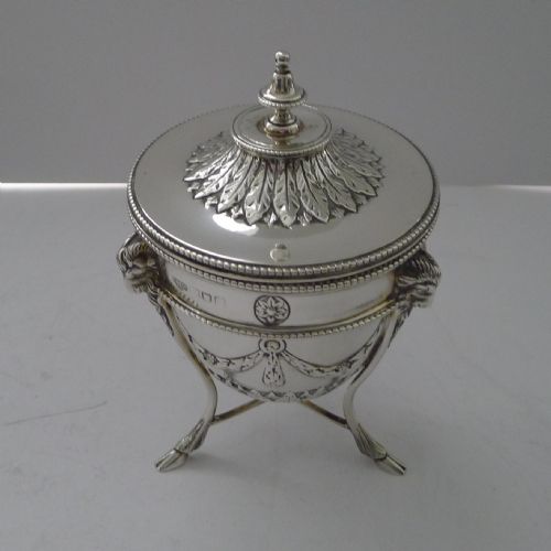TOP QUALITY ENGLISH SOLID SILVER TEA CADDY BY GOLDSMITHS AND SILVERSMITHS CO - ADDITIONAL PHOTO 1