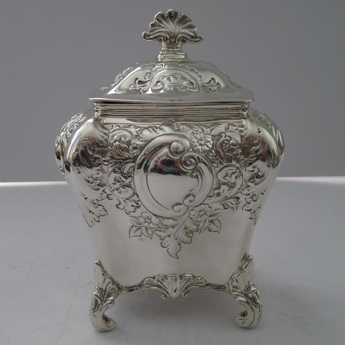 fig 1. Fine Victorian English Solid / Sterling Silver Tea Caddy - 1896