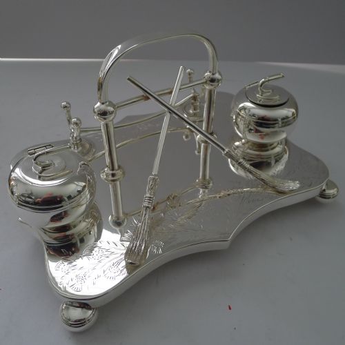 fig 1. Magnificent Scottish Silver Plated Curling Inkstand c.1900