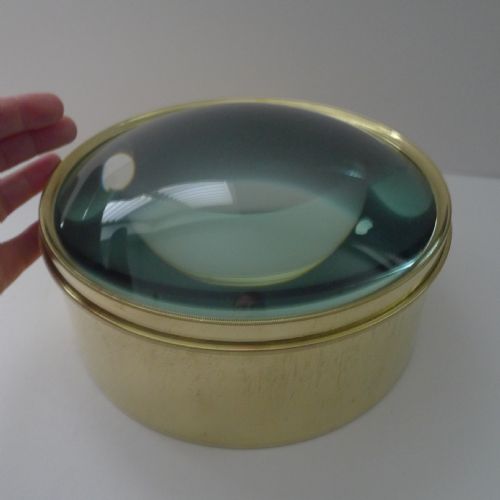 fig 1. Mammoth English Antique Brass Desk Magnifying Glass / Paperweight c.1910