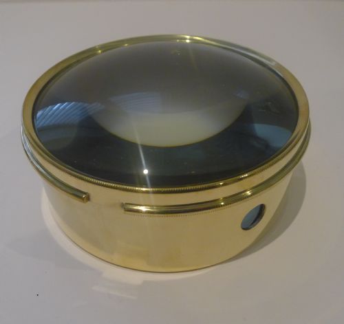 fig 1. Oversized English Antique Brass Desk Magnifying Glass / Paperweight c.1910