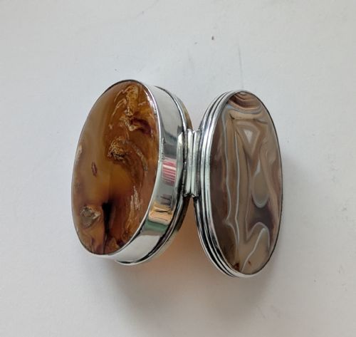 ANTIQUE ENGLISH STERLING SILVER AGATE SNUFF BOX BY HILLIARD THOMASON 1902 - ADDITIONAL PHOTO 8