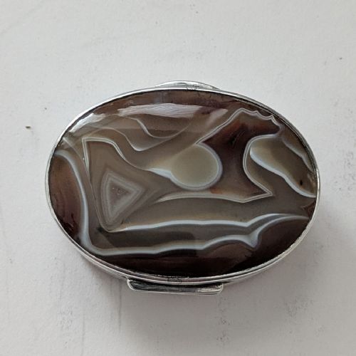 ANTIQUE ENGLISH STERLING SILVER AGATE SNUFF BOX BY HILLIARD THOMASON 1902 - ADDITIONAL PHOTO 11