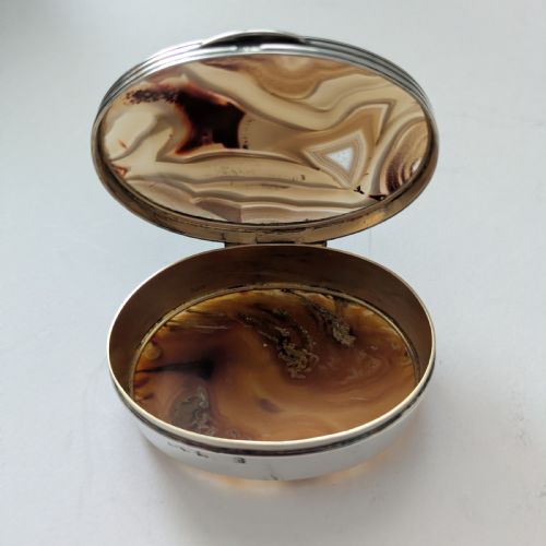 ANTIQUE ENGLISH STERLING SILVER AGATE SNUFF BOX BY HILLIARD THOMASON 1902 - ADDITIONAL PHOTO 13