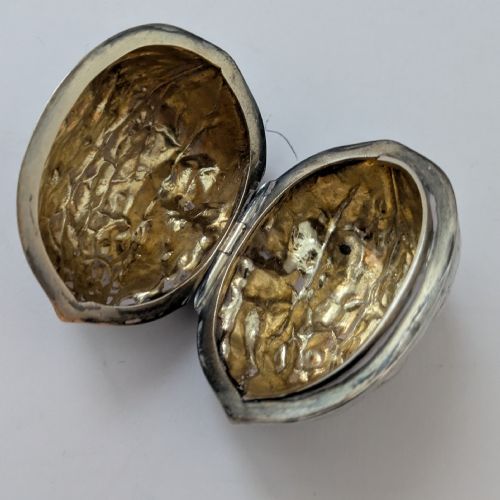 ANTIQUE ENGLISH NOVELTY WALNUT STERLING SILVER BOX 1899 BY SAMPSON MORDAN - ADDITIONAL PHOTO 1