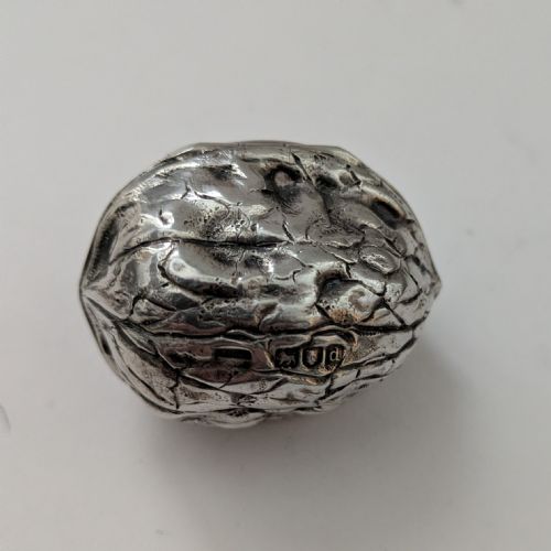 ANTIQUE ENGLISH NOVELTY WALNUT STERLING SILVER BOX 1899 BY SAMPSON MORDAN - ADDITIONAL PHOTO 7