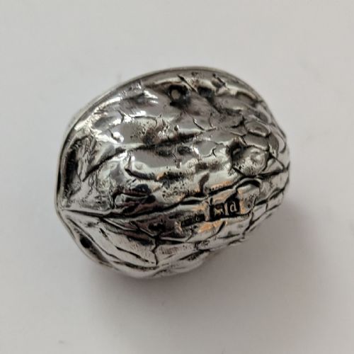 ANTIQUE ENGLISH NOVELTY WALNUT STERLING SILVER BOX 1899 BY SAMPSON MORDAN - ADDITIONAL PHOTO 9