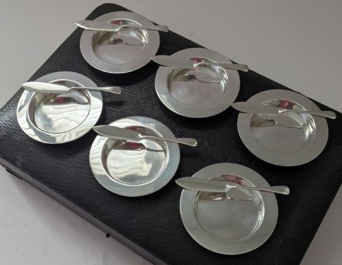 ASPREY CO SET SIX STERLING SILVER BUTTER DISHES AND KNIVES 1909 - ADDITIONAL PHOTO 13