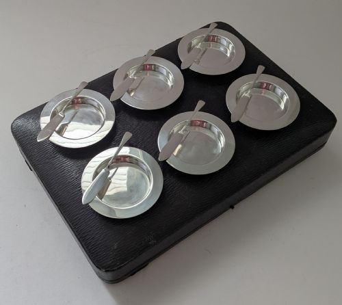 ASPREY CO SET SIX STERLING SILVER BUTTER DISHES AND KNIVES 1909 - ADDITIONAL PHOTO 14