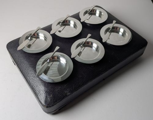 ASPREY CO SET SIX STERLING SILVER BUTTER DISHES AND KNIVES 1909 - ADDITIONAL PHOTO 15