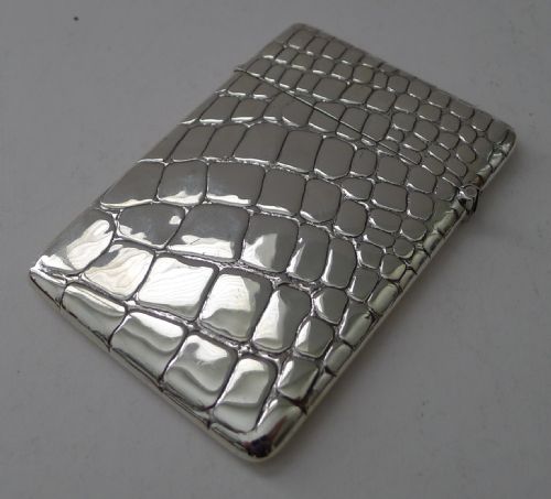 ANTIQUE ENGLISH SILVER CARD CASE CROCODILE SKIN DESIGN 1902 - ADDITIONAL PHOTO 2
