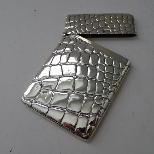 ANTIQUE ENGLISH SILVER CARD CASE CROCODILE SKIN DESIGN 1902 - ADDITIONAL PHOTO 6