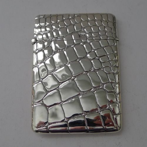 ANTIQUE ENGLISH SILVER CARD CASE CROCODILE SKIN DESIGN 1902 - ADDITIONAL PHOTO 9