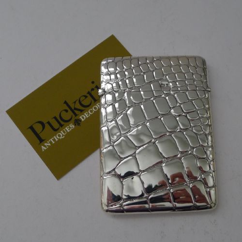 ANTIQUE ENGLISH SILVER CARD CASE CROCODILE SKIN DESIGN 1902 - ADDITIONAL PHOTO 10