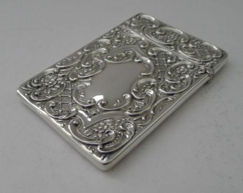 ANTIQUE ENGLISH STERLING SILVER CARD CASE VICTORIAN 1899 - ADDITIONAL PHOTO 2