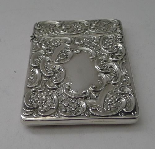 ANTIQUE ENGLISH STERLING SILVER CARD CASE VICTORIAN 1899 - ADDITIONAL PHOTO 3