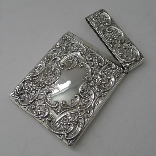 ANTIQUE ENGLISH STERLING SILVER CARD CASE VICTORIAN 1899 - ADDITIONAL PHOTO 5