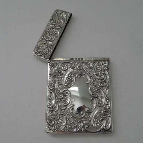 ANTIQUE ENGLISH STERLING SILVER CARD CASE VICTORIAN 1899 - ADDITIONAL PHOTO 6