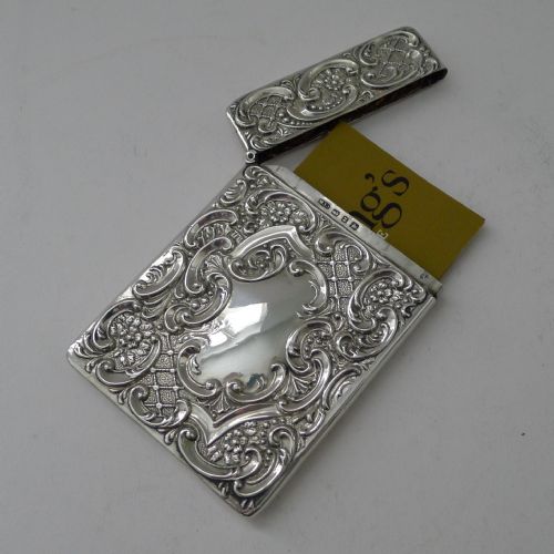 ANTIQUE ENGLISH STERLING SILVER CARD CASE VICTORIAN 1899 - ADDITIONAL PHOTO 8