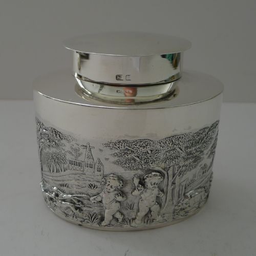 MAGNIFICENT ANTIQUE SILVER TEA CADDY BY WILLIAM HUTTON SONS LTD 1905 - ADDITIONAL PHOTO 4