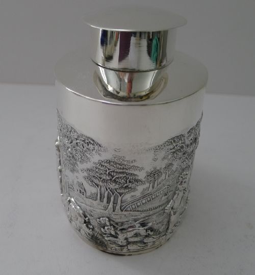 MAGNIFICENT ANTIQUE SILVER TEA CADDY BY WILLIAM HUTTON SONS LTD 1905 - ADDITIONAL PHOTO 7