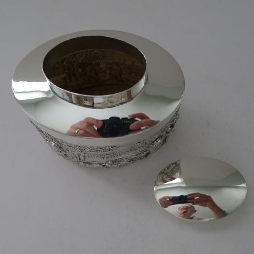 MAGNIFICENT ANTIQUE SILVER TEA CADDY BY WILLIAM HUTTON SONS LTD 1905 - ADDITIONAL PHOTO 9