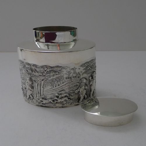 MAGNIFICENT ANTIQUE SILVER TEA CADDY BY WILLIAM HUTTON SONS LTD 1905 - ADDITIONAL PHOTO 10
