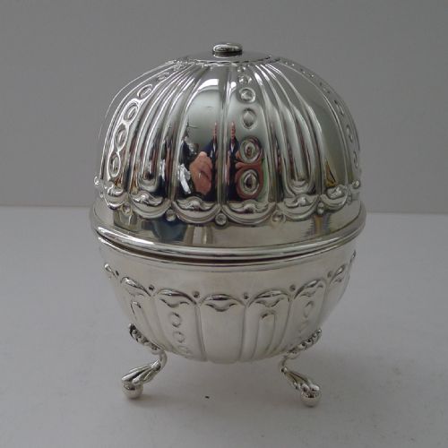 HANDSOME LARGE ENGLISH SILVER STRING TWINE BOX 1900