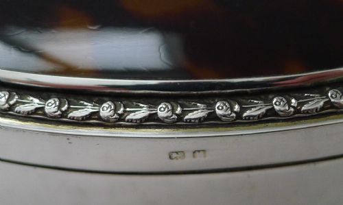 LARGE ANTIQUE ENGLISH STERLING SILVER TORTOISESHELL FITTED JEWELLERY BOX - ADDITIONAL PHOTO 2