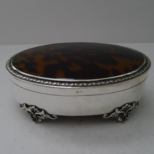 LARGE ANTIQUE ENGLISH STERLING SILVER TORTOISESHELL FITTED JEWELLERY BOX - ADDITIONAL PHOTO 7