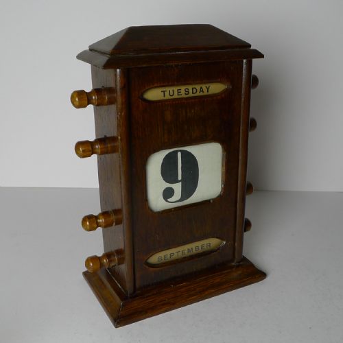 Antique English Oak Perpetual Calendar, C.1910