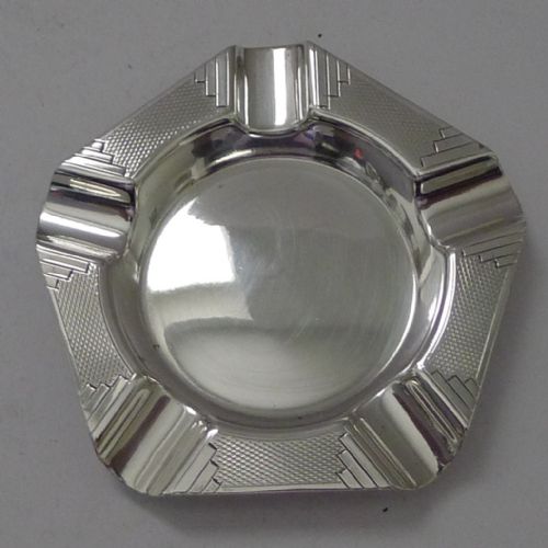 Art Deco Solid / Sterling Silver Ashtray by Walker & Hall
