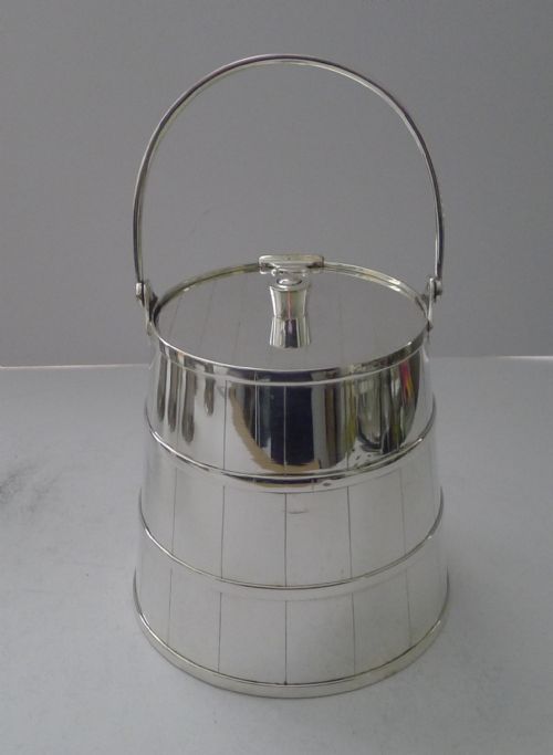 Antique English Novelty Silver Plated Biscuit Box / Ice Bucket C.1900