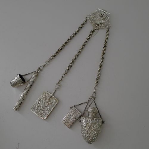 Victorian English Sterling Silver Chatelaine by William Comyns & Sons - 1890