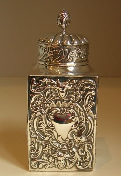 Antique English Sterling Silver Tea Caddy - William Comyns - 1893