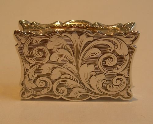 fig 1. Antique English Sterling Silver Vinaigrette - Rare Maker - 1842