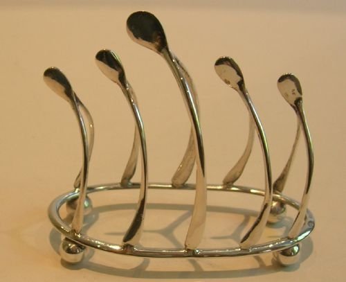 Antique English Silver Novelty Wishbone Toast Rack / Letter Holder