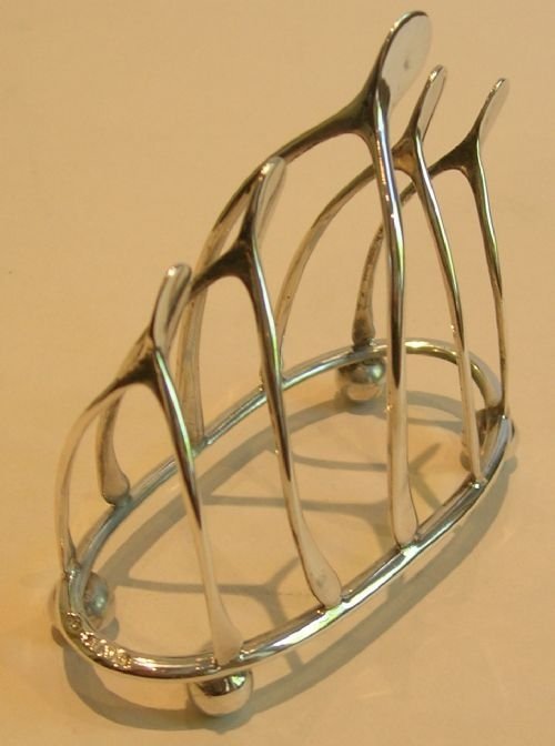 fig 1. Antique English Silver Novelty Wishbone Toast Rack / Letter Holder