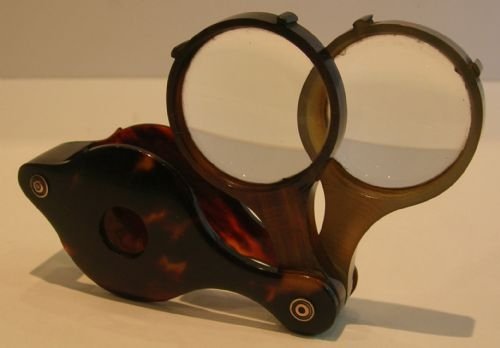 Fabulous Large Tortoise Shell and Horn Double Lens Magnifying Glass