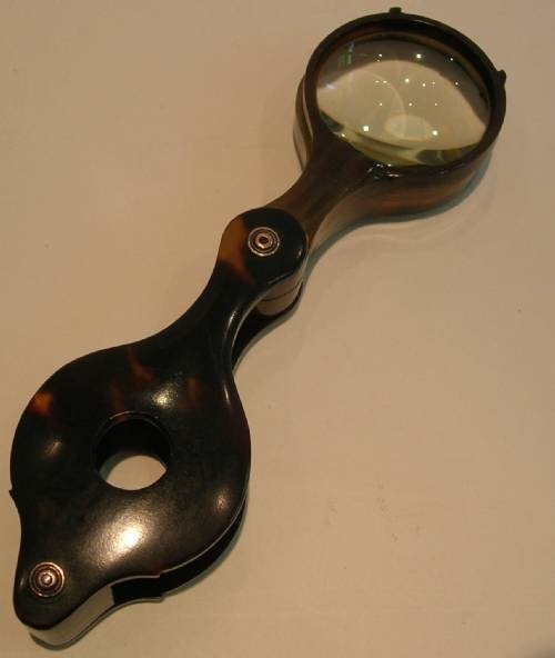 fig 1. Fabulous Large Tortoise Shell and Horn Double Lens Magnifying Glass